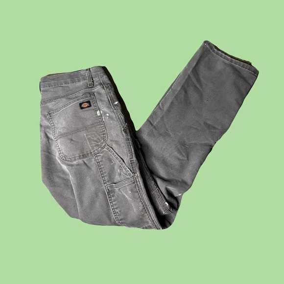 y2k WORKWEAR DICKIES RELAXED FIT CARPENTER GREY PANTS SIZE 30x32 - Picture 3 of 7
